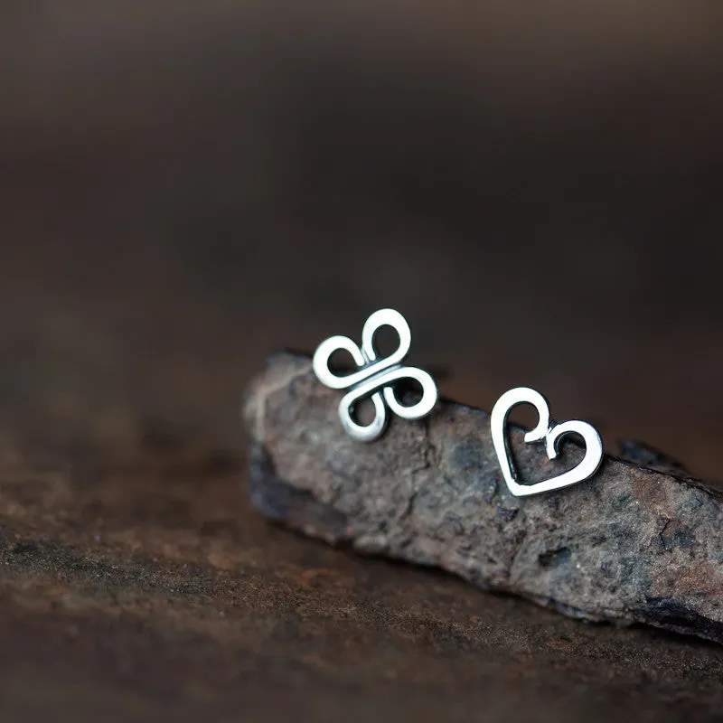 Love and Luck - Tiny Mismatched Stud Earrings