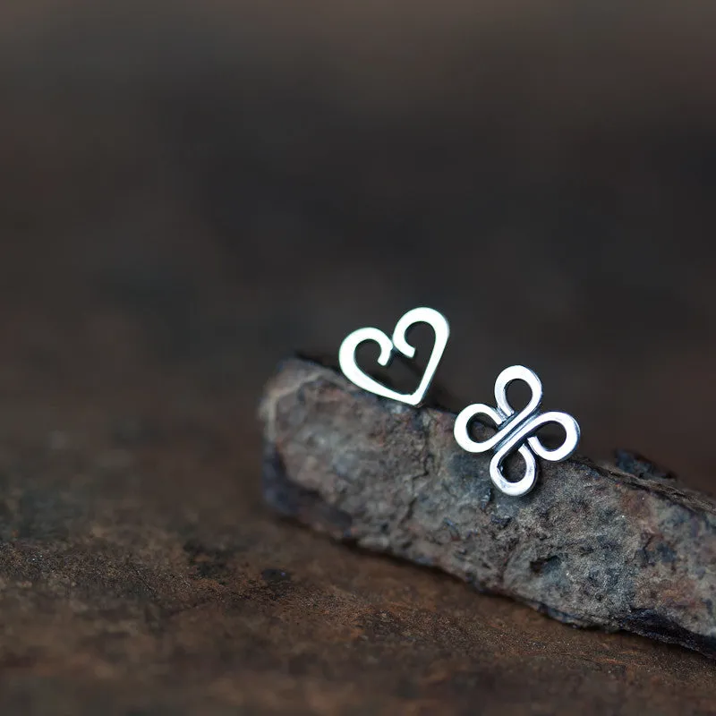 Love and Luck - Tiny Mismatched Stud Earrings