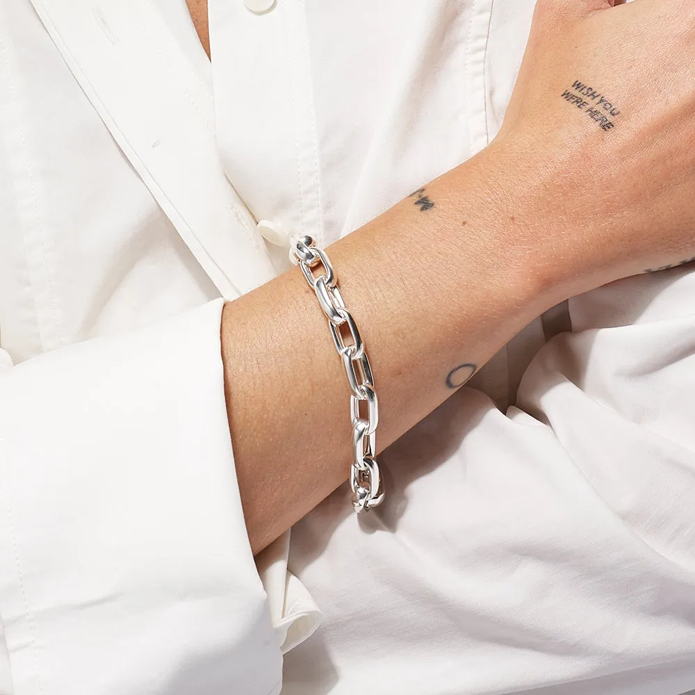 Maxi Paperclip Chain Bracelet in Silver