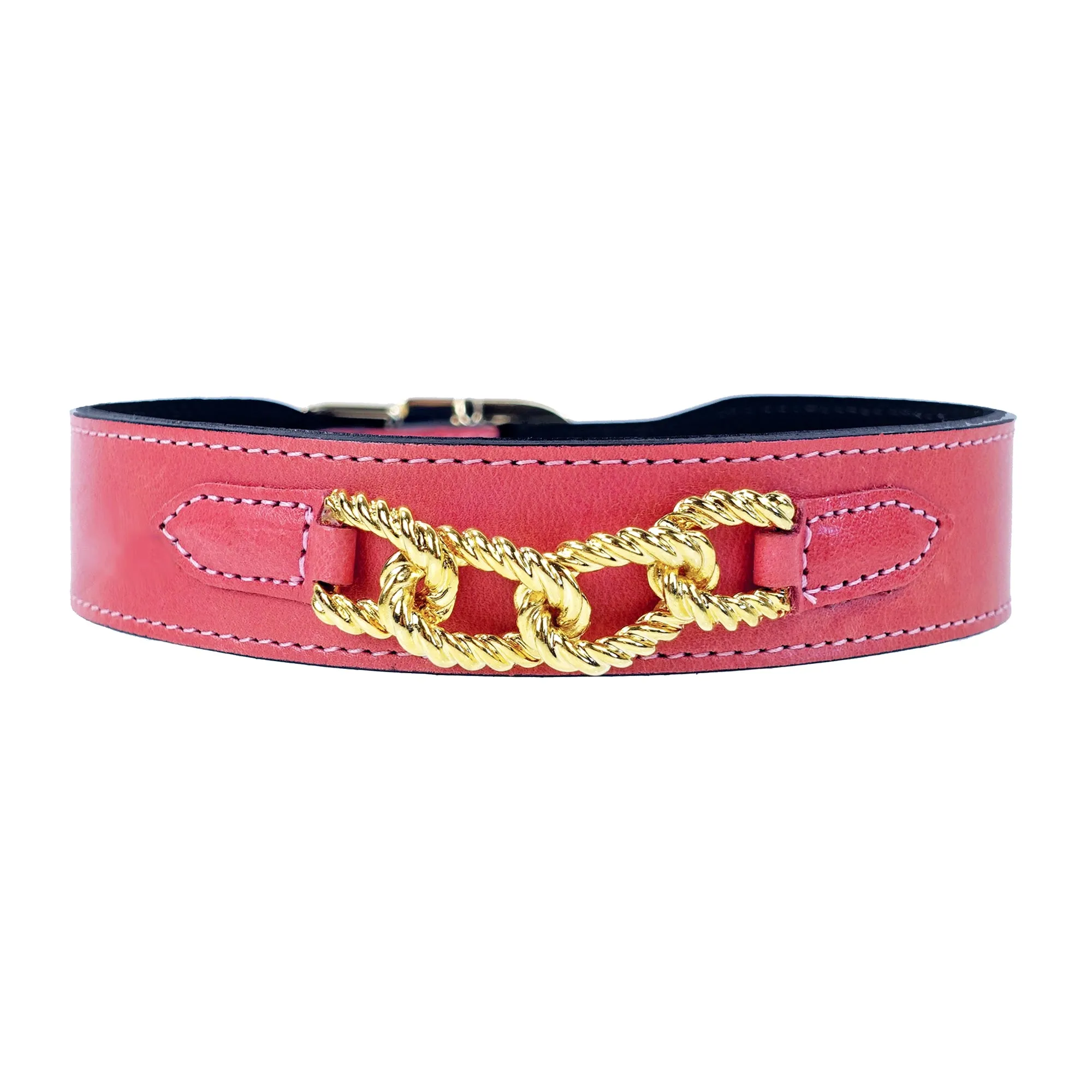 Mayfair Dog Collar in Petal Pink & Gold