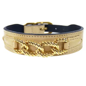 Mayfair Dog Collar in Vanilla & Gold