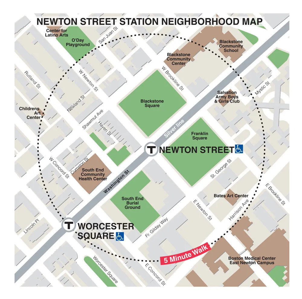 MBTA Newton Street Station Neighborhood Map