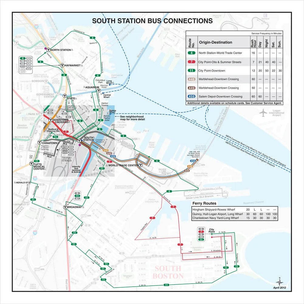 MBTA South Station Bus Connections Map (Apr. 2012)