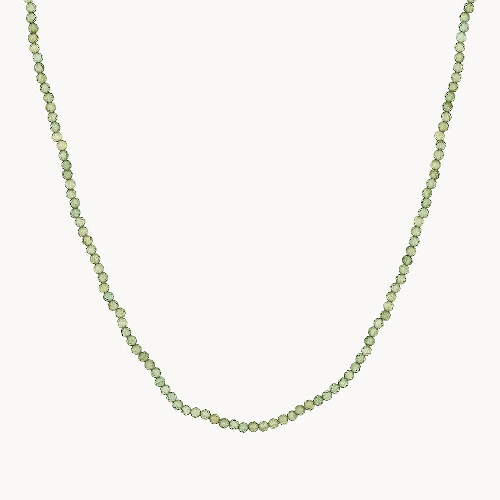 Micro Aventurine Bead Necklace in Gold