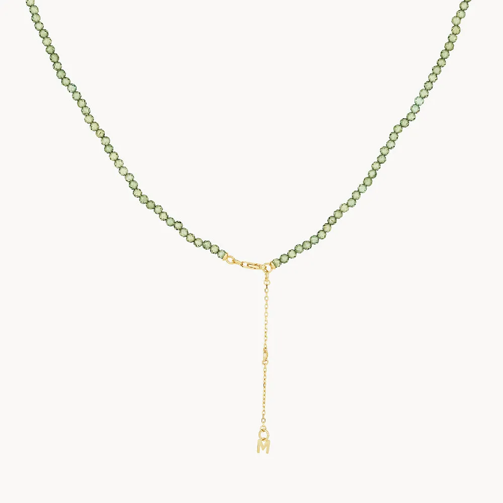 Micro Aventurine Bead Necklace in Gold