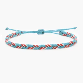 Mini Braided "Java" Bracelet (Light Blue/Red)