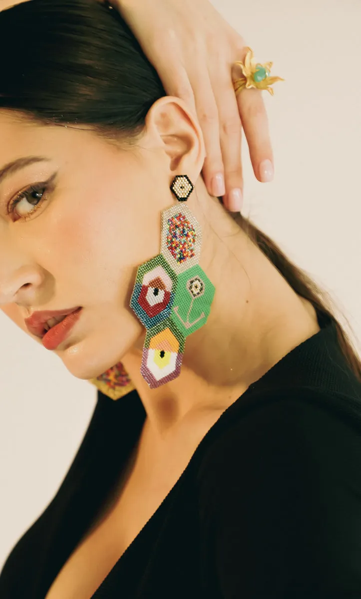 Multicolor Glass Beaded Earrings