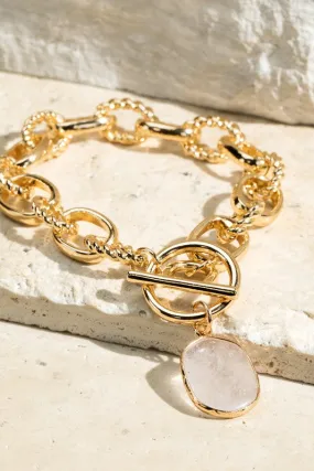 Natural Stone Metal Chain Bracelet