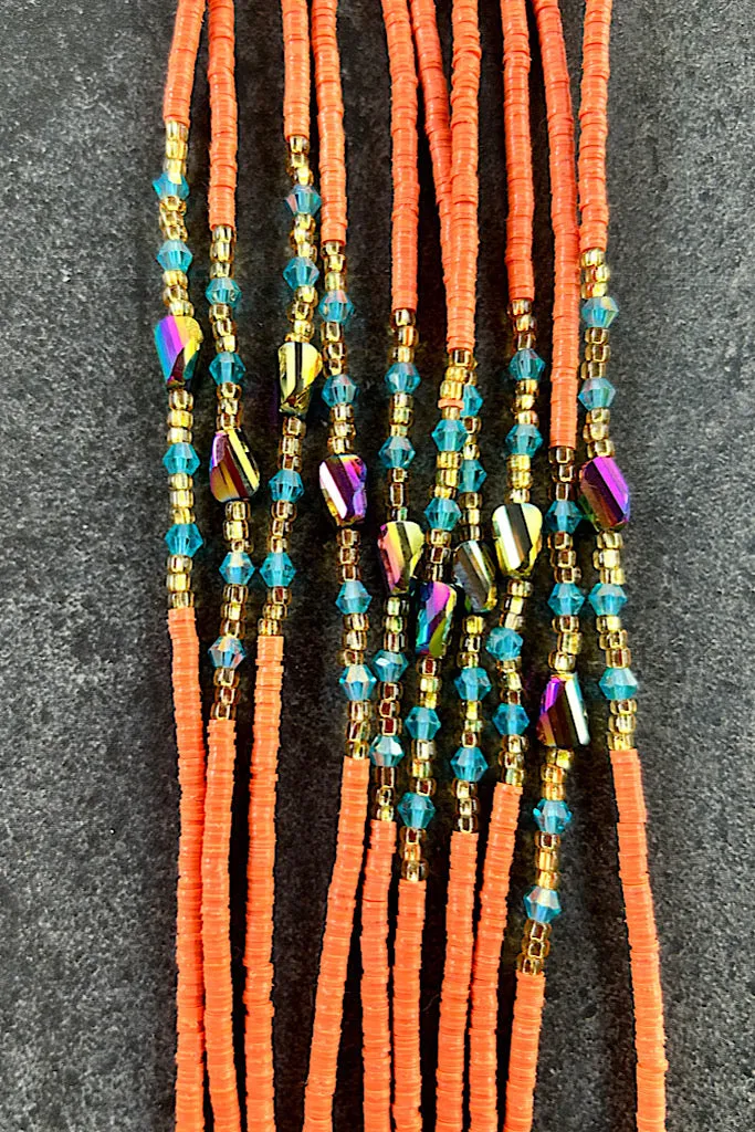 Orange Sunrise Tie On Waist Beads