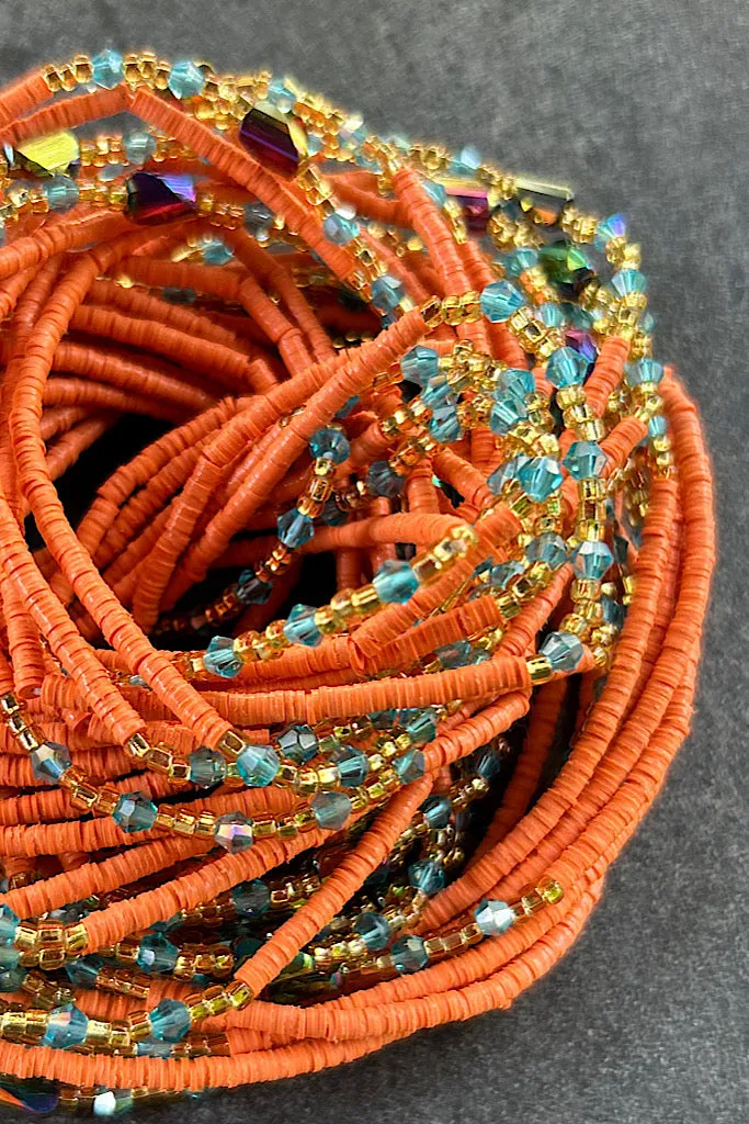 Orange Sunrise Tie On Waist Beads