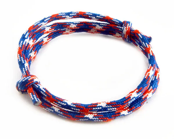 Paracord Double Adjustable Bracelet Red/White/Blue