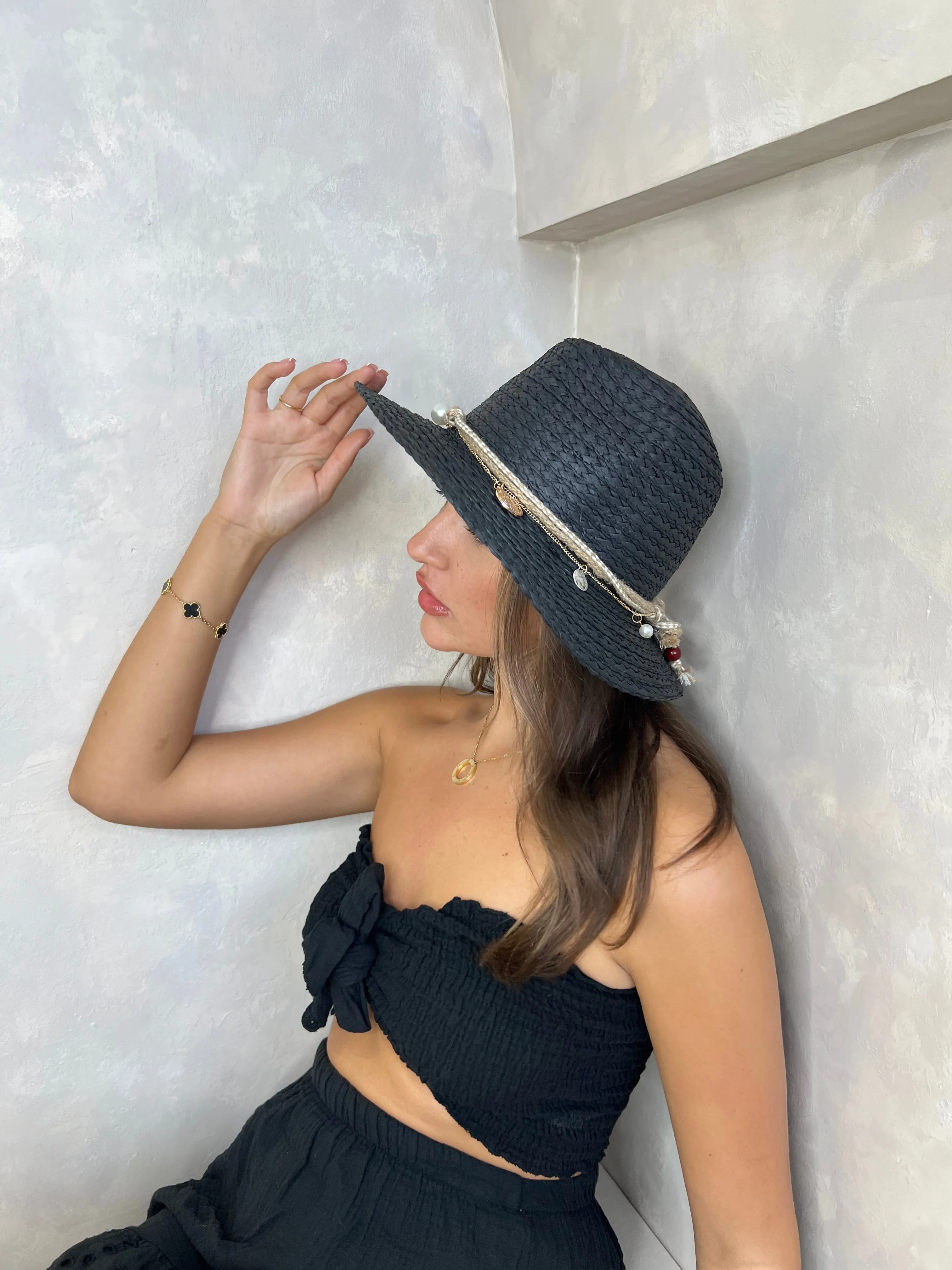 Pearl And Coin Trilby Style Hat