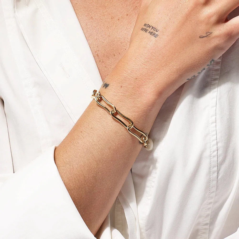 Pinched Paperclip Chain Bracelet in Gold