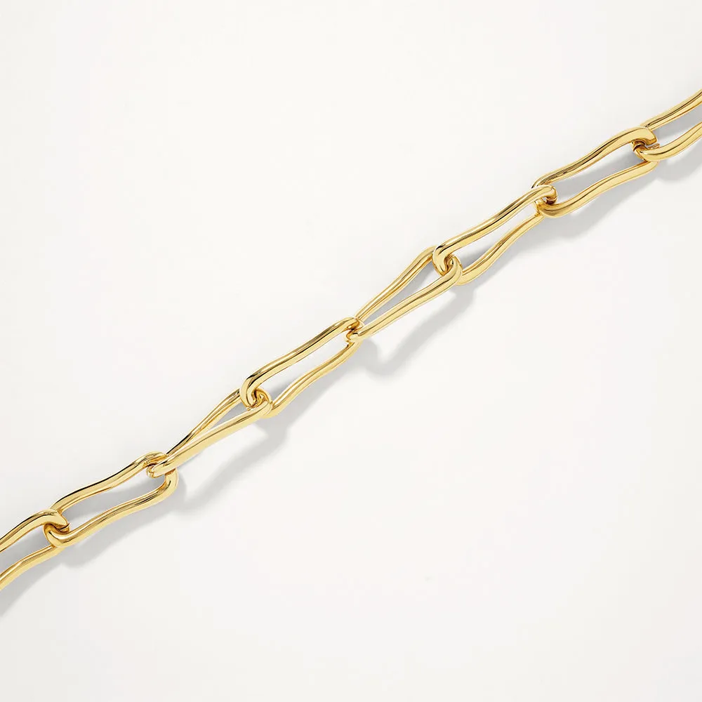 Pinched Paperclip Chain Bracelet in Gold