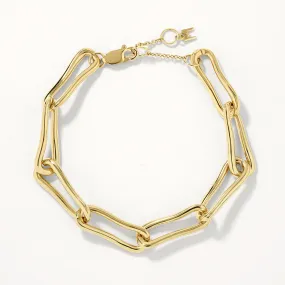 Pinched Paperclip Chain Bracelet in Gold