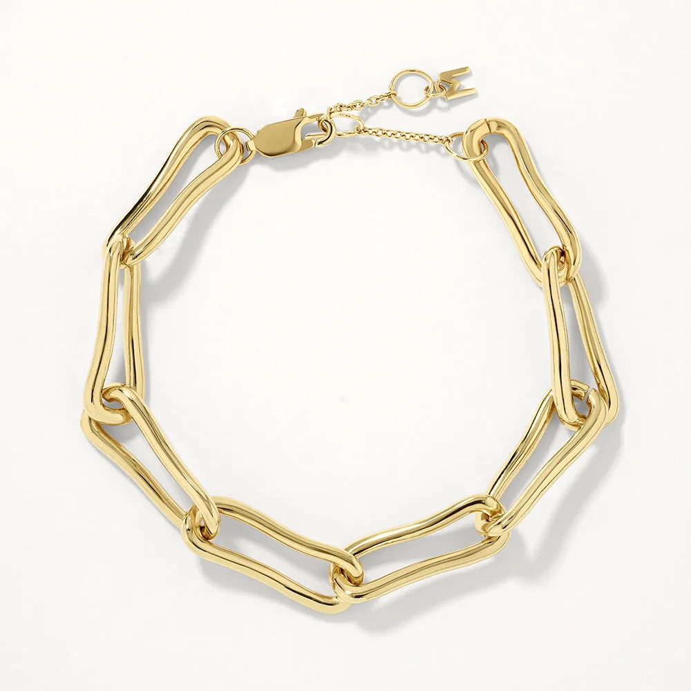 Pinched Paperclip Chain Bracelet in Gold