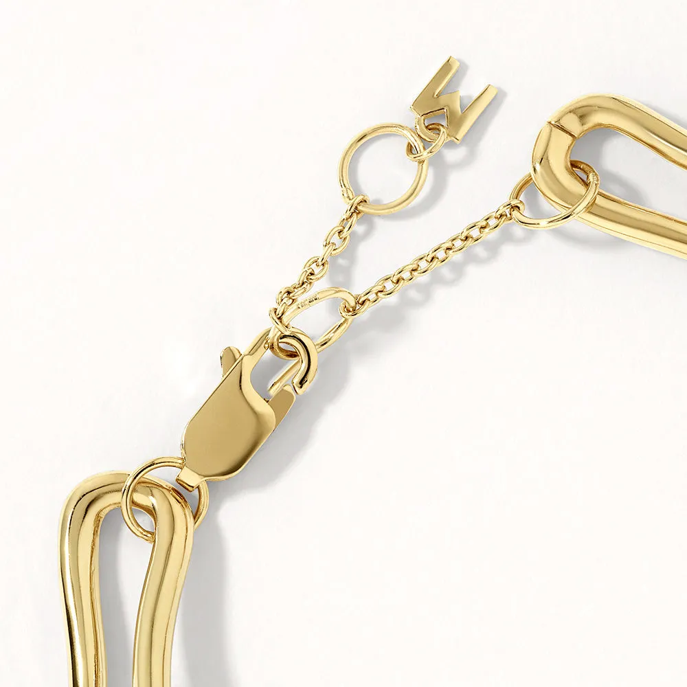 Pinched Paperclip Chain Bracelet in Gold