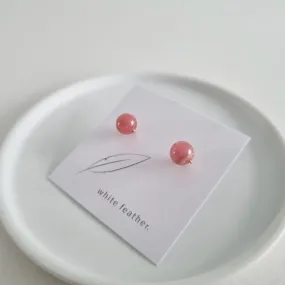 Rhodochrosite Earstuds 8mm (Basic) / 14k Gold-filled