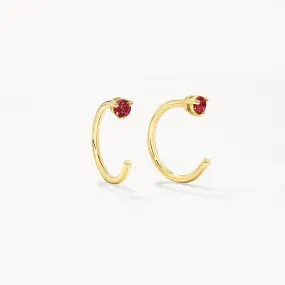 Ruby July Birthstone Hook Earrings in 10k Gold