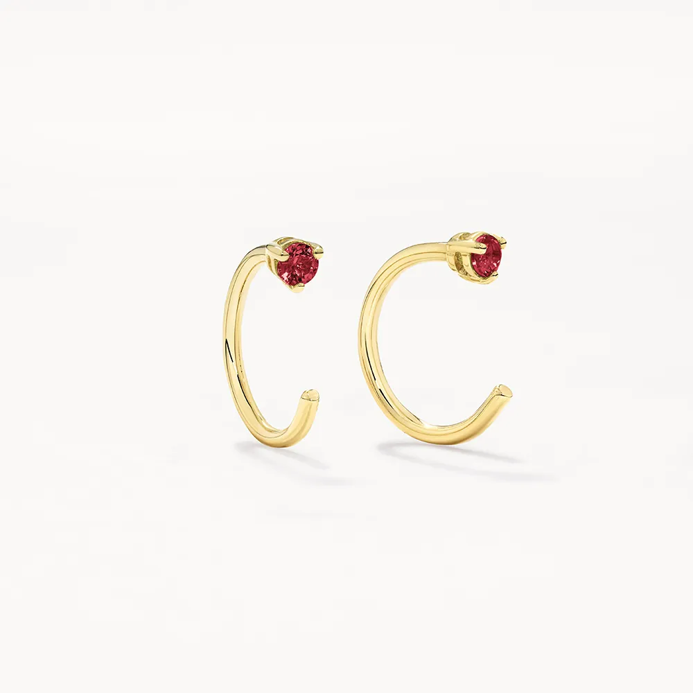 Ruby July Birthstone Hook Earrings in 10k Gold