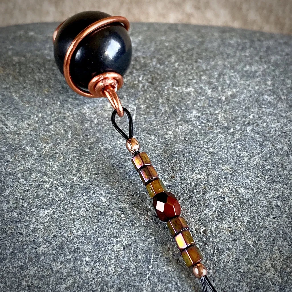 Shungite Jingle Ball Ornament, Unique Holiday Decor, Copper