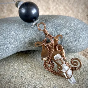 Shungite, Pyrite, Fluorite, Ornament w/Quartz Crystal in Copper Setting