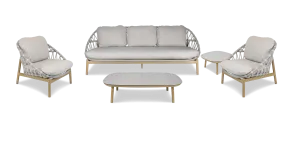 Siesta 5pc Lounge Set with Mist Olefin Rope, Icelandic Salt Cushions and Aluminium Frame