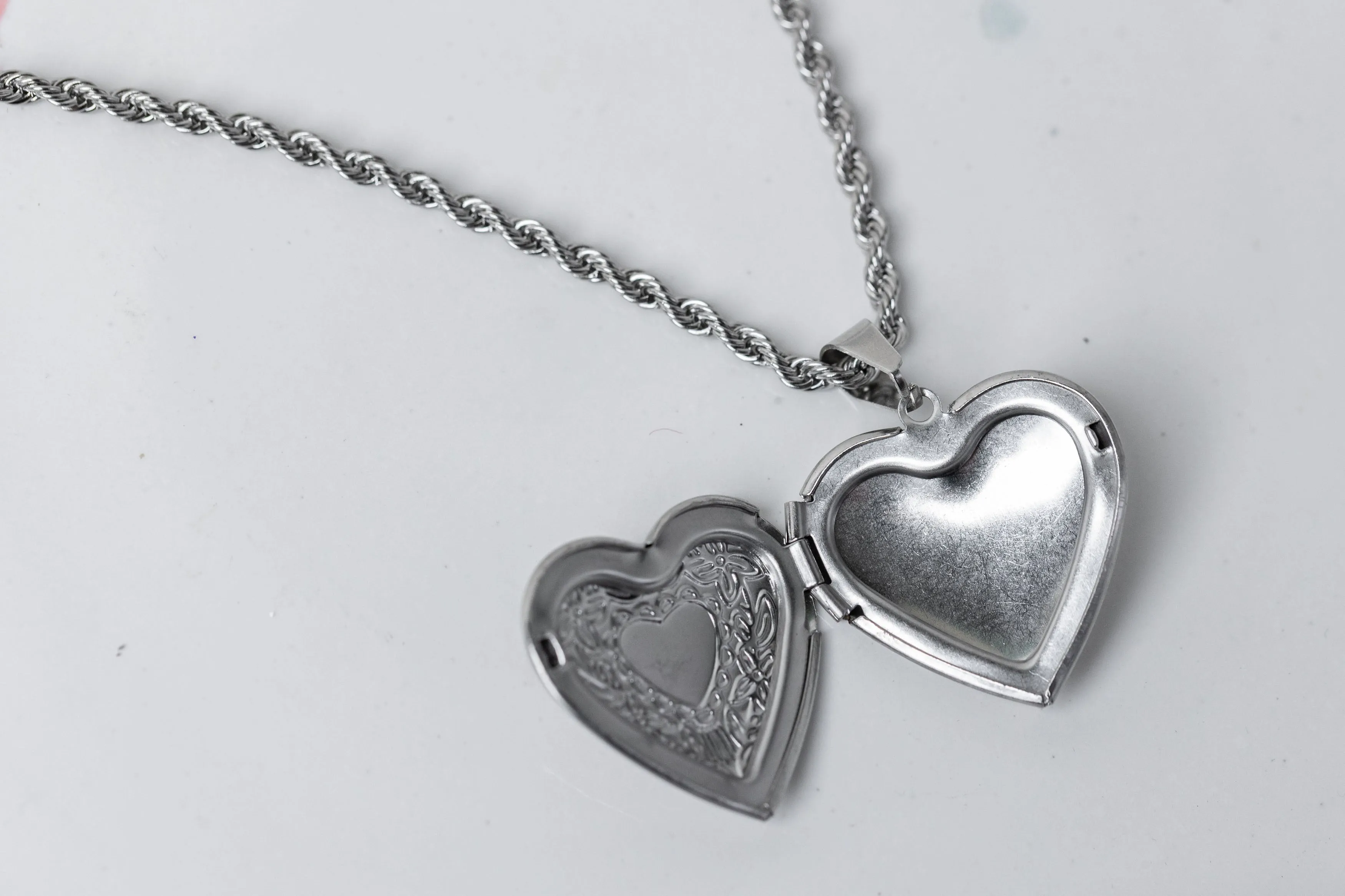 Silver locker necklace