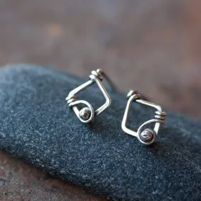 Small Unique Silver Stud Earrings