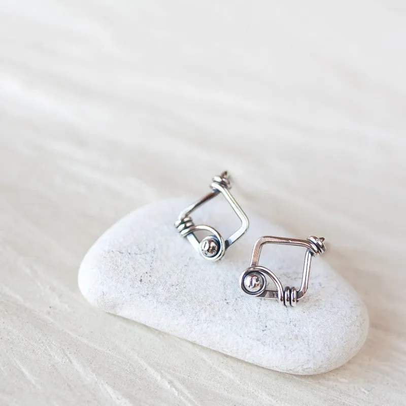 Small Unique Silver Stud Earrings