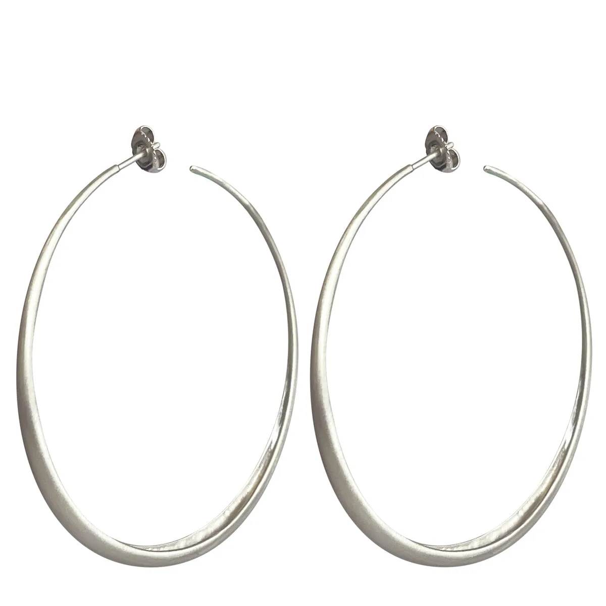 Sterling Silver Large Simple Hoop Earrings