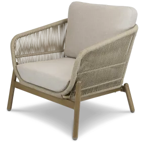 Tahiti Armchair with Eco Olefin Rope, Sahara Sand Spunpoly Cushions and Aluminium Frame