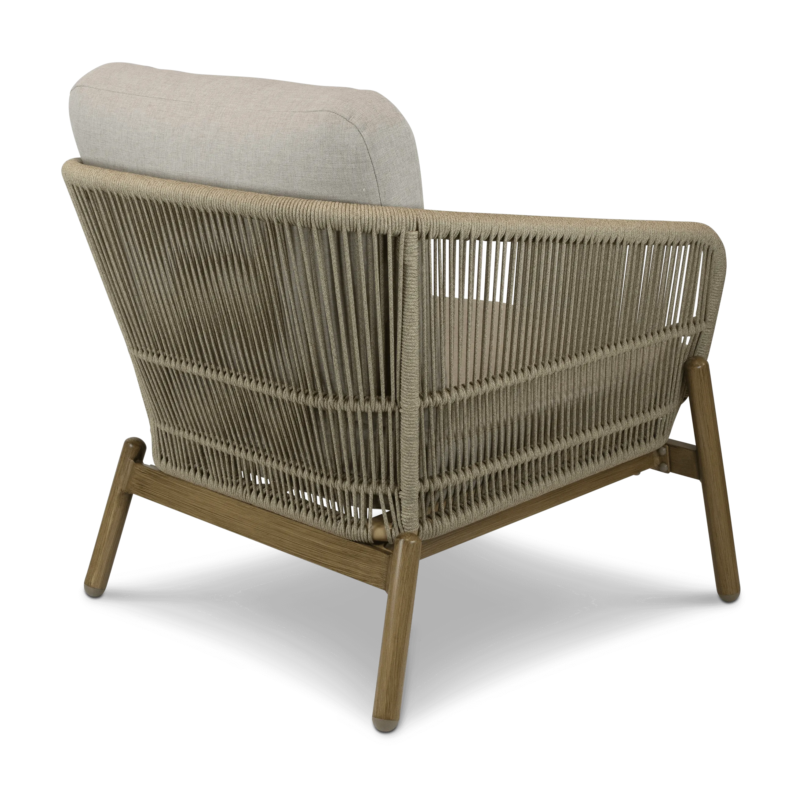 Tahiti Armchair with Eco Olefin Rope, Sahara Sand Spunpoly Cushions and Aluminium Frame