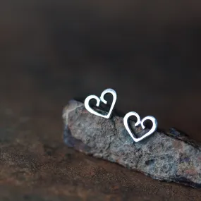 Tiny Heart Stud Earrings, romantic gift for her