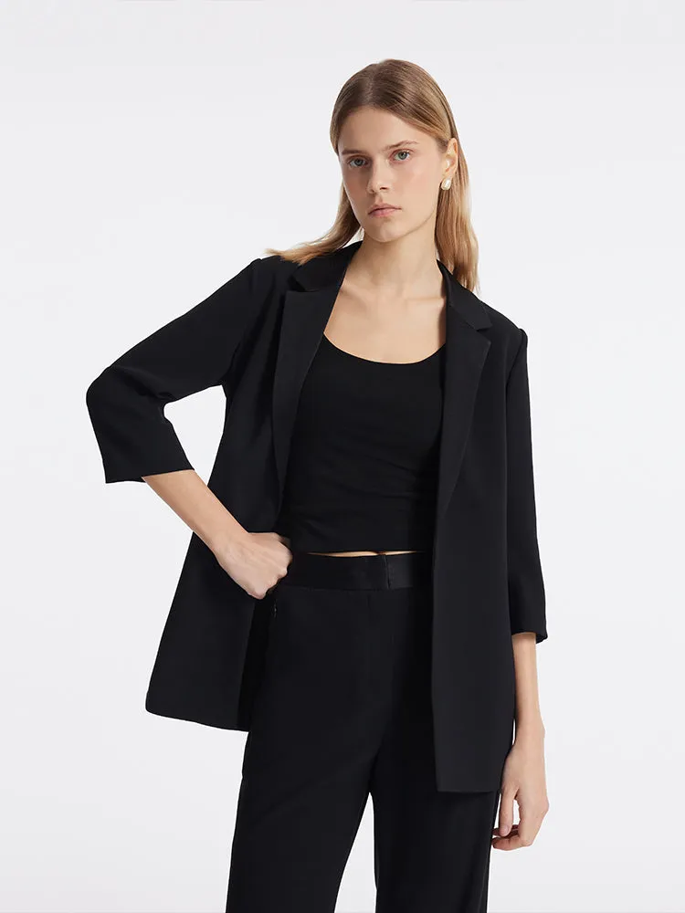 Triacetate 3/4 Sleeves Women Blazer With Rope Belt