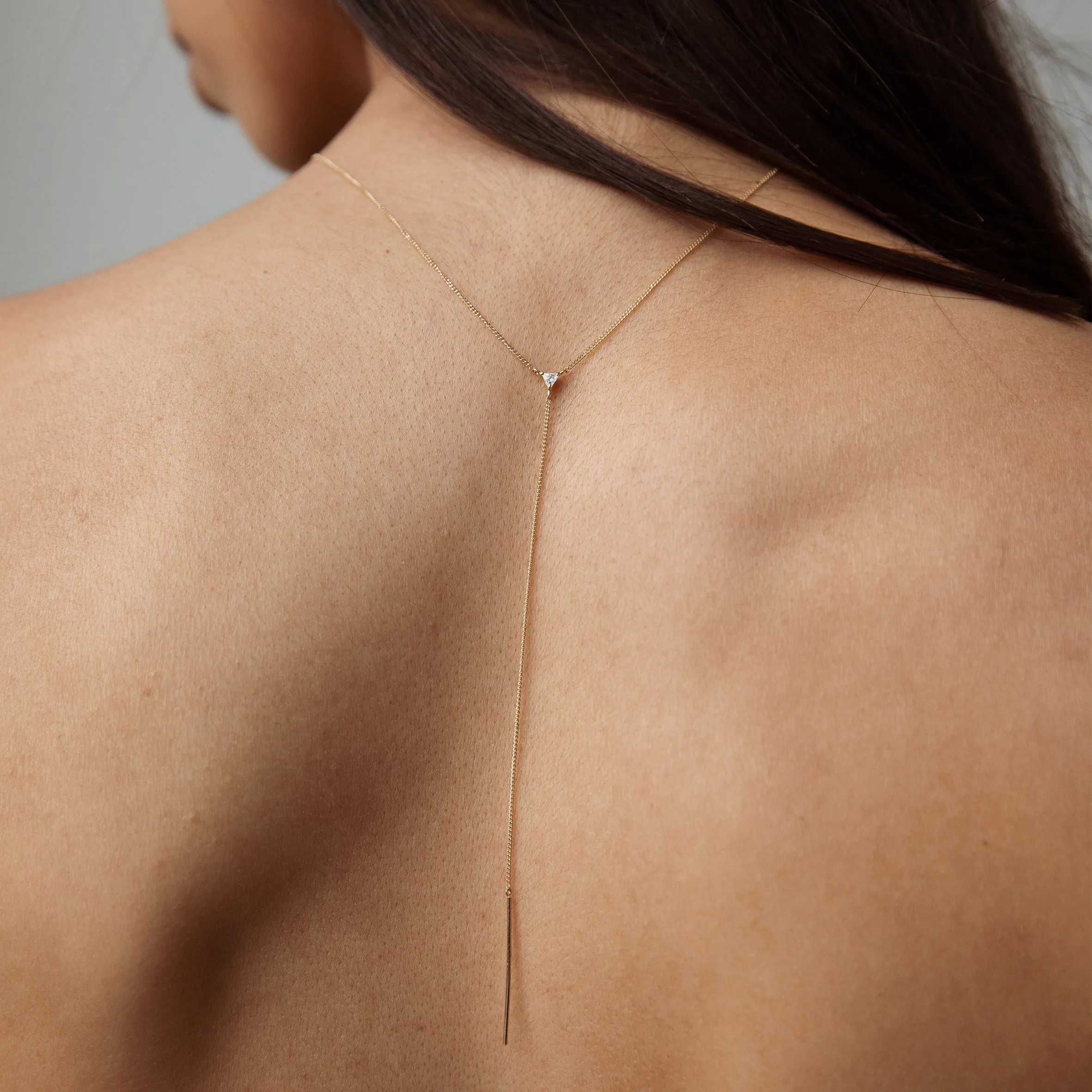 Trillion line bar Y Necklace - Silver