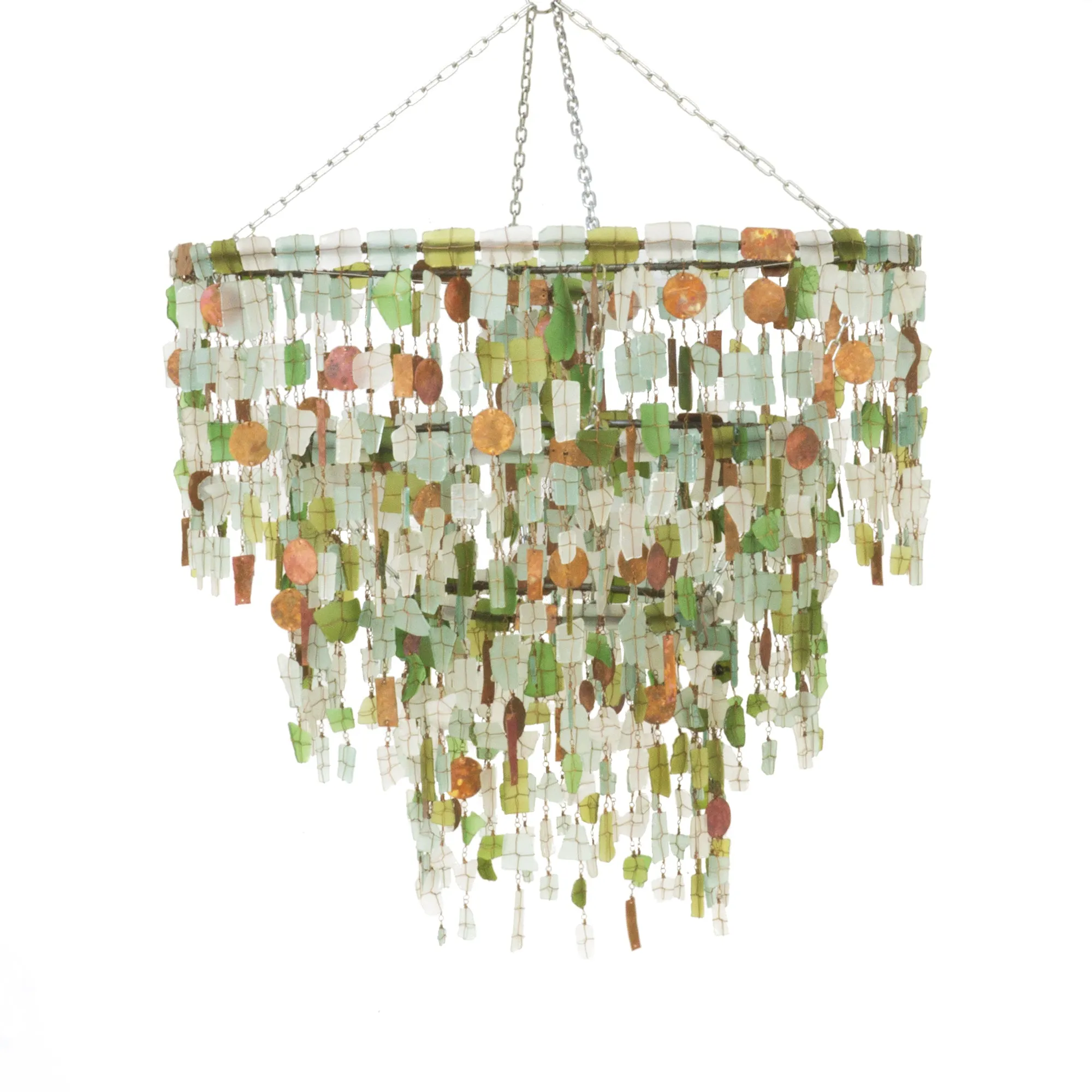 Tumbled Glass & Copper Chandelier