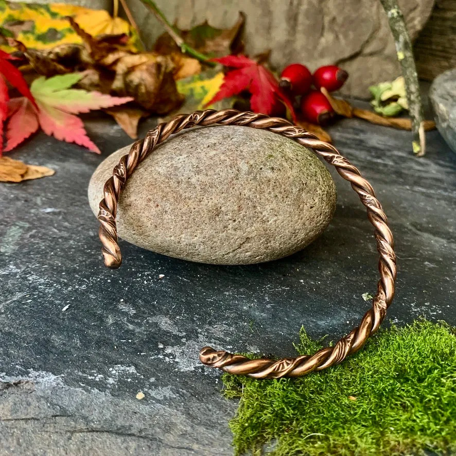 Twisted copper cuff/torque bangle,