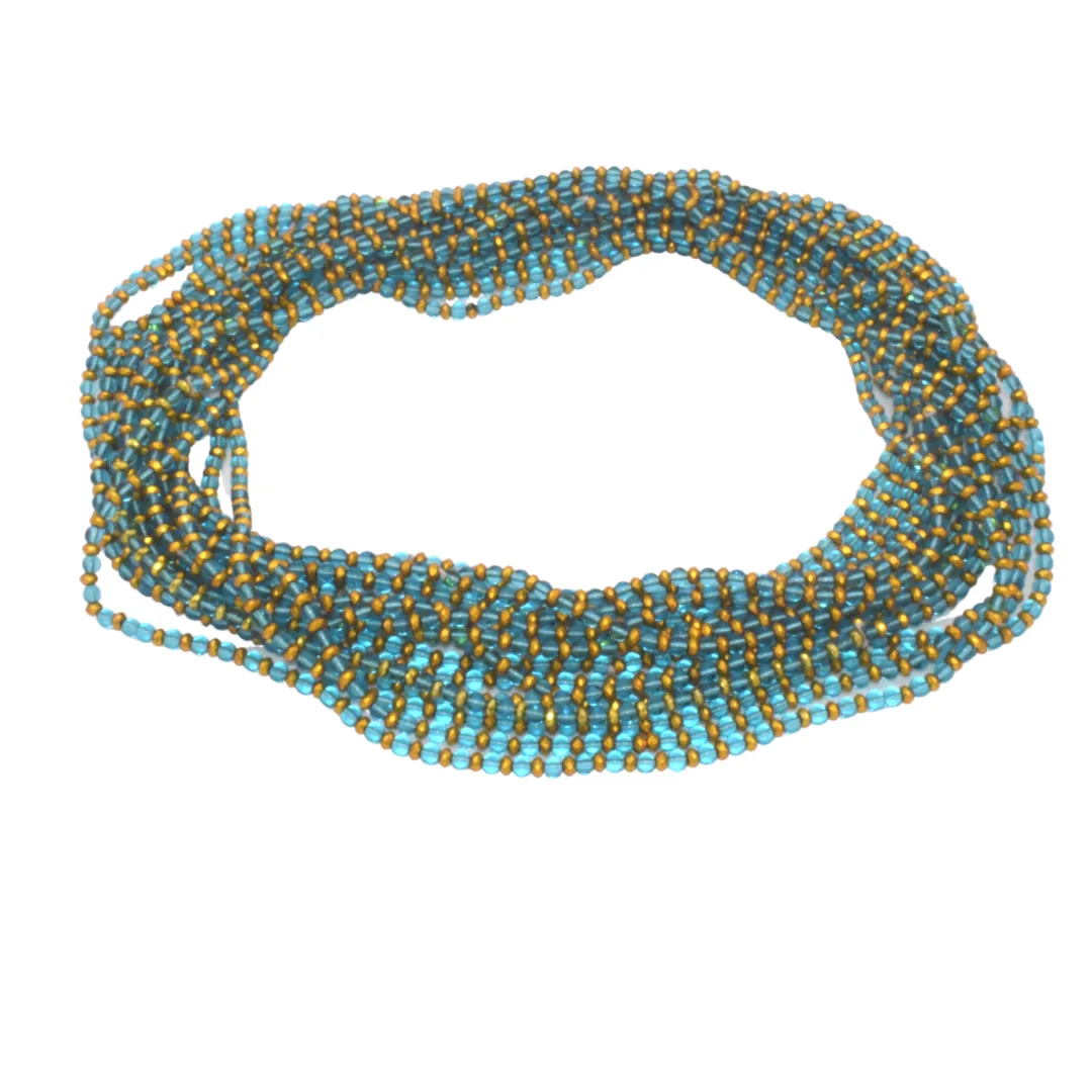 WB3 - Sea Side Turquoise African Glass Seed Waist Beads